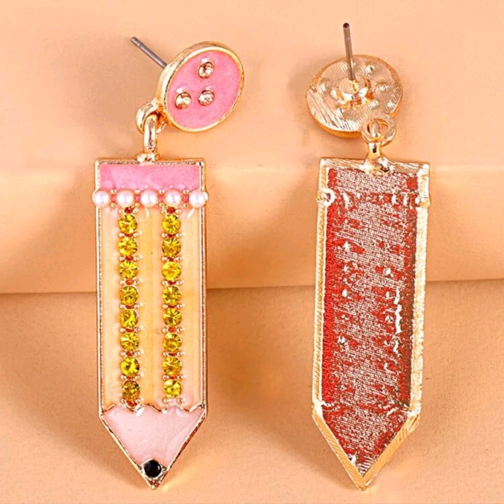 🍉5 for $25* Rhinestone Pencil Earrings - Picture 3 of 3